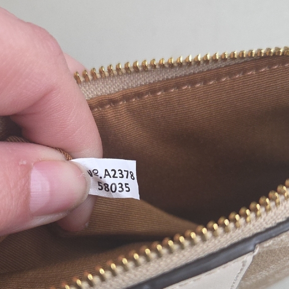 Coach Signature Beige and Cream Wristlet - Picture 2 of 5